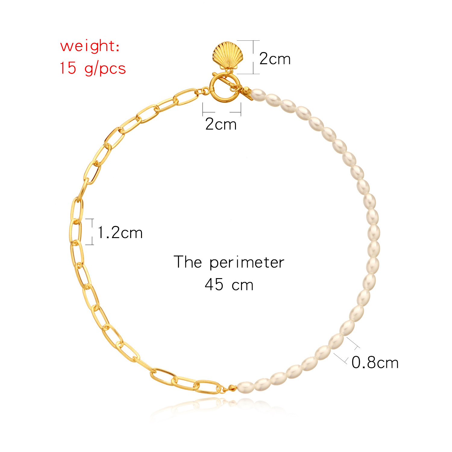 rice grain pearl lock shaped scallop pendant necklace for women. trendy and stylish simple necklace.