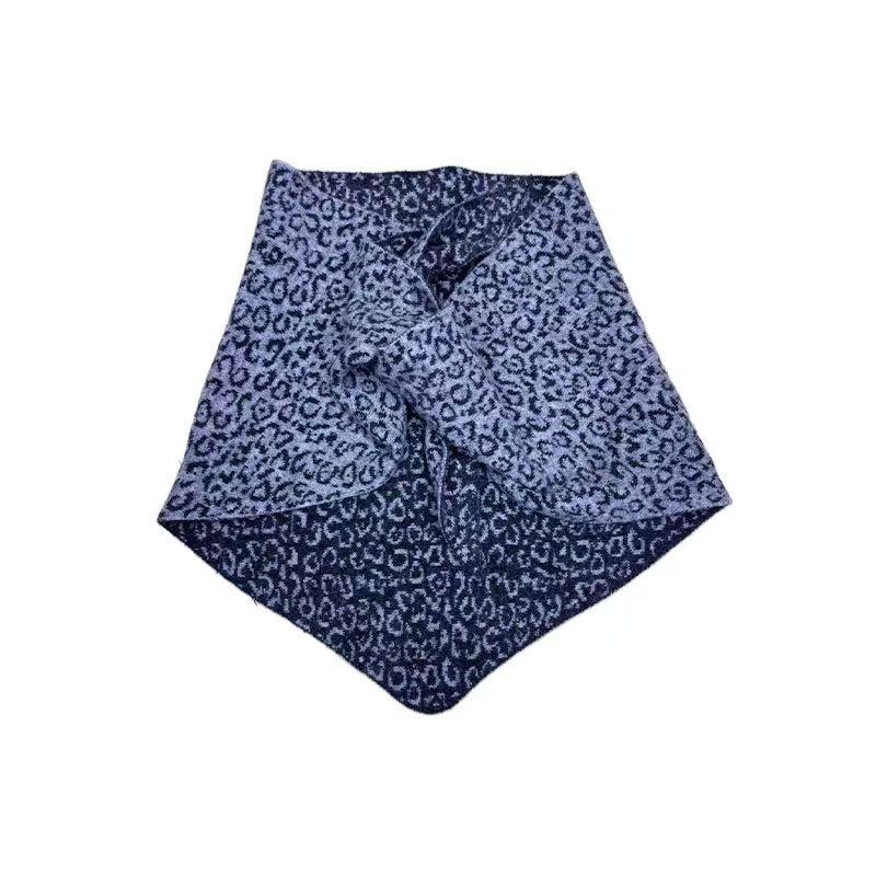 women’s leopard triangle scarf shawl – warm winter neck wrap, fashion animal print bandana