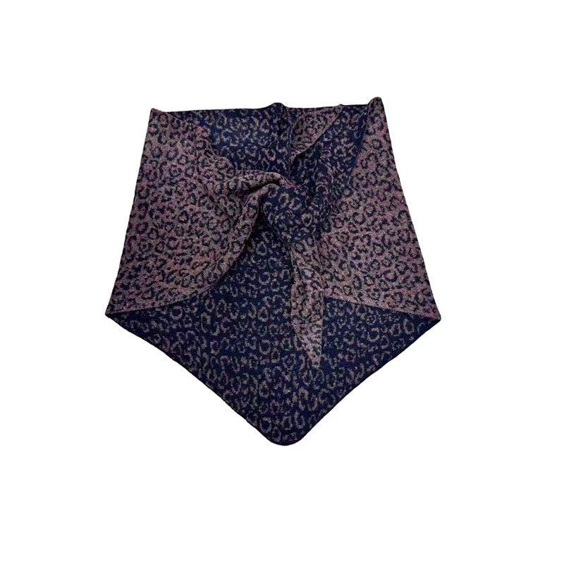 women’s leopard triangle scarf shawl – warm winter neck wrap, fashion animal print bandana