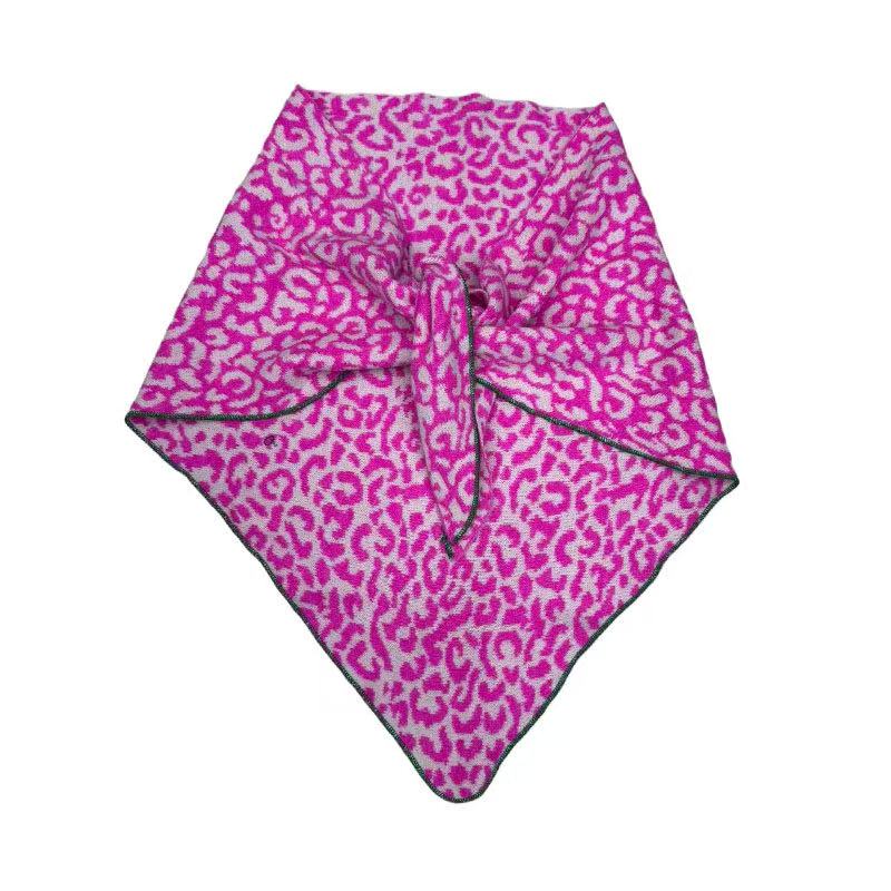 women’s leopard triangle scarf shawl – warm winter neck wrap, fashion animal print bandana