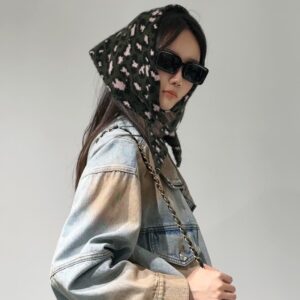 scarf new retro wool triangle scarf autumn and winter warm neck leopard jacquard neck scarf shawl