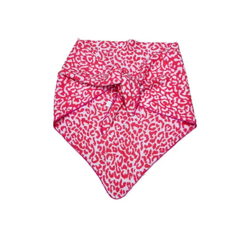 women’s leopard triangle scarf shawl – warm winter neck wrap, fashion animal print bandana