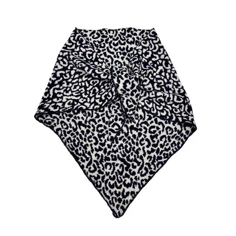 women’s leopard triangle scarf shawl – warm winter neck wrap, fashion animal print bandana