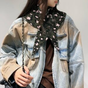 scarf new retro wool triangle scarf autumn and winter warm neck leopard jacquard neck scarf shawl