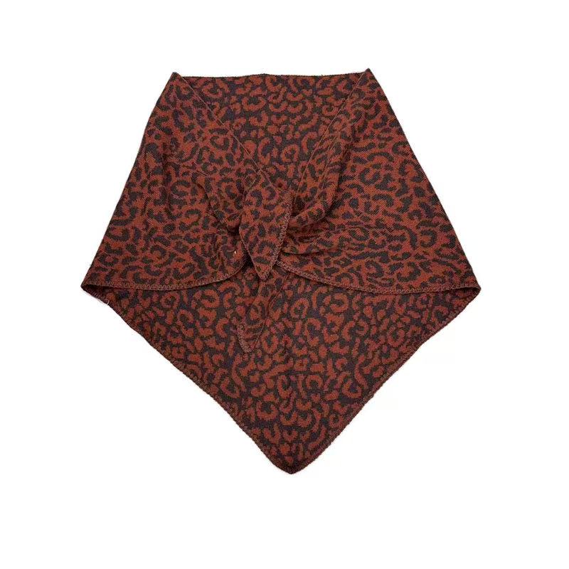 women’s leopard triangle scarf shawl – warm winter neck wrap, fashion animal print bandana