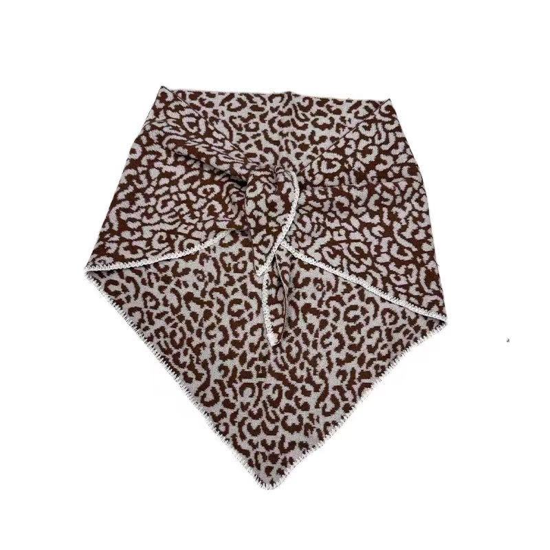 women’s leopard triangle scarf shawl – warm winter neck wrap, fashion animal print bandana