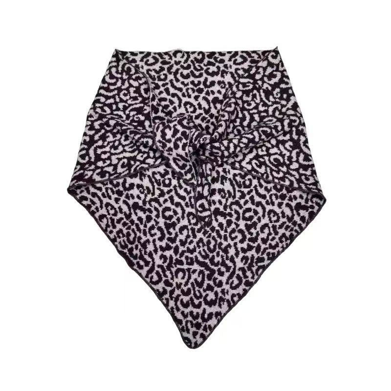 women’s leopard triangle scarf shawl – warm winter neck wrap, fashion animal print bandana