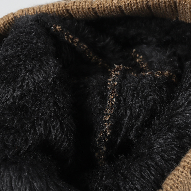 winter thick warm cross border ear protection large head circumference pullover knitted hat