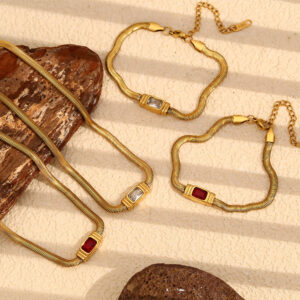 european and american temperament retro personality hip hop niche design necklace stainless steel 18k gold plated snake chain zircon bracelet