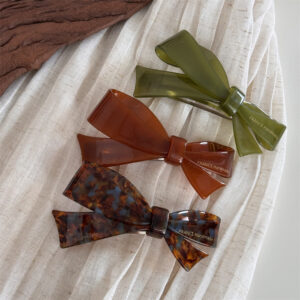 french exquisite bow spring hairpin women's back of the head half tied hair ornament ponytail clip hair accessories