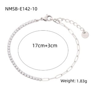 new rainbow color thin diamond titanium steel bracelet for women, exquisite and compact, one row of full diamond stainless steel jewelry