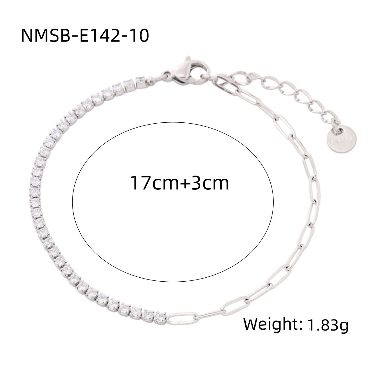 new rainbow color thin diamond titanium steel bracelet for women, exquisite and compact, one row of full diamond stainless steel jewelry