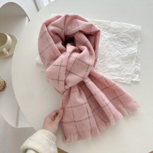 super soft imitation cashmere plaid women's winter soft new scarf short beard warm simple versatile thick shawl