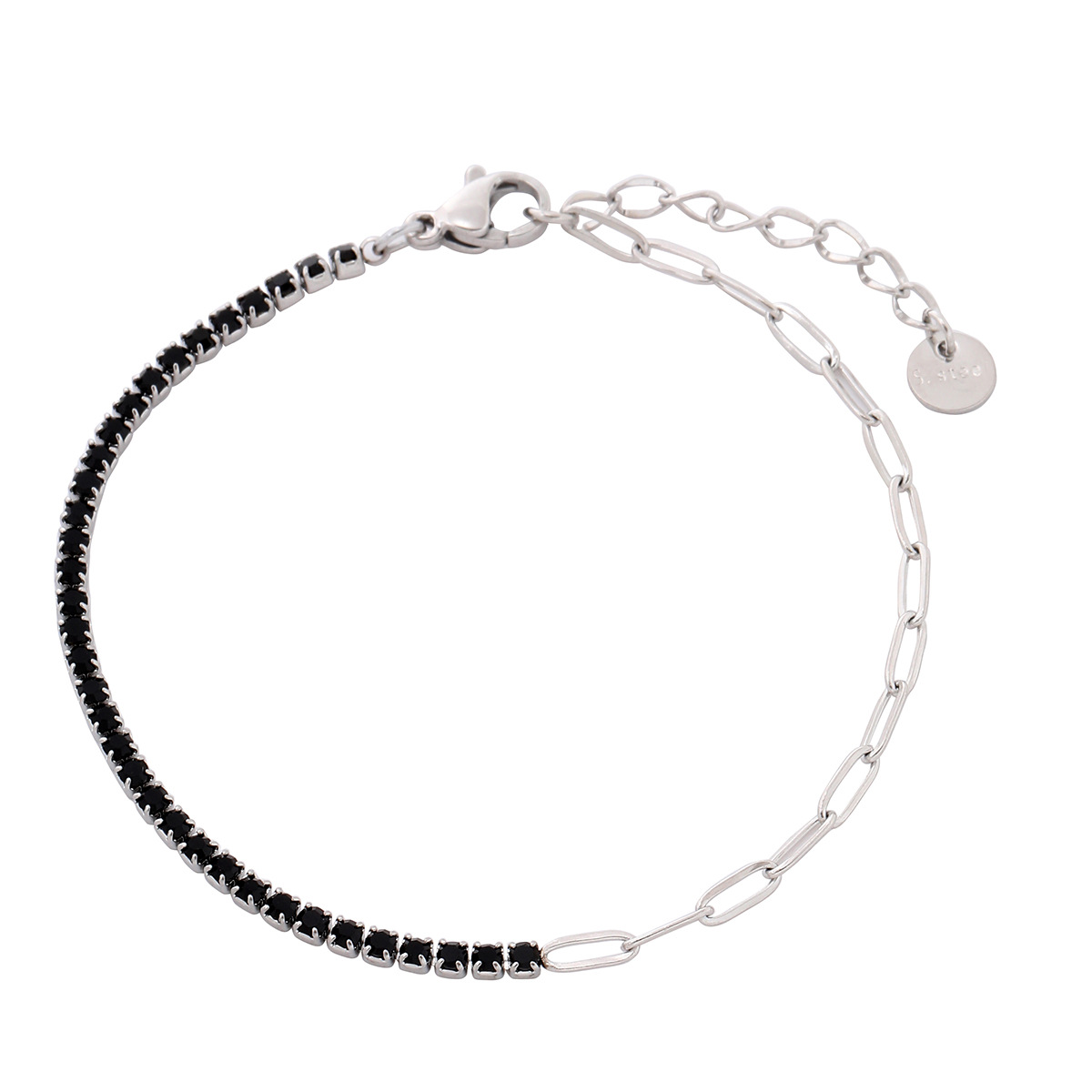 new rainbow color thin diamond titanium steel bracelet for women, exquisite and compact, one row of full diamond stainless steel jewelry