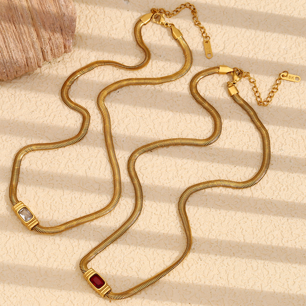 european and american temperament retro personality hip hop niche design necklace stainless steel 18k gold plated snake chain zircon bracelet