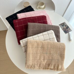 super soft imitation cashmere plaid women's winter soft new scarf short beard warm simple versatile thick shawl
