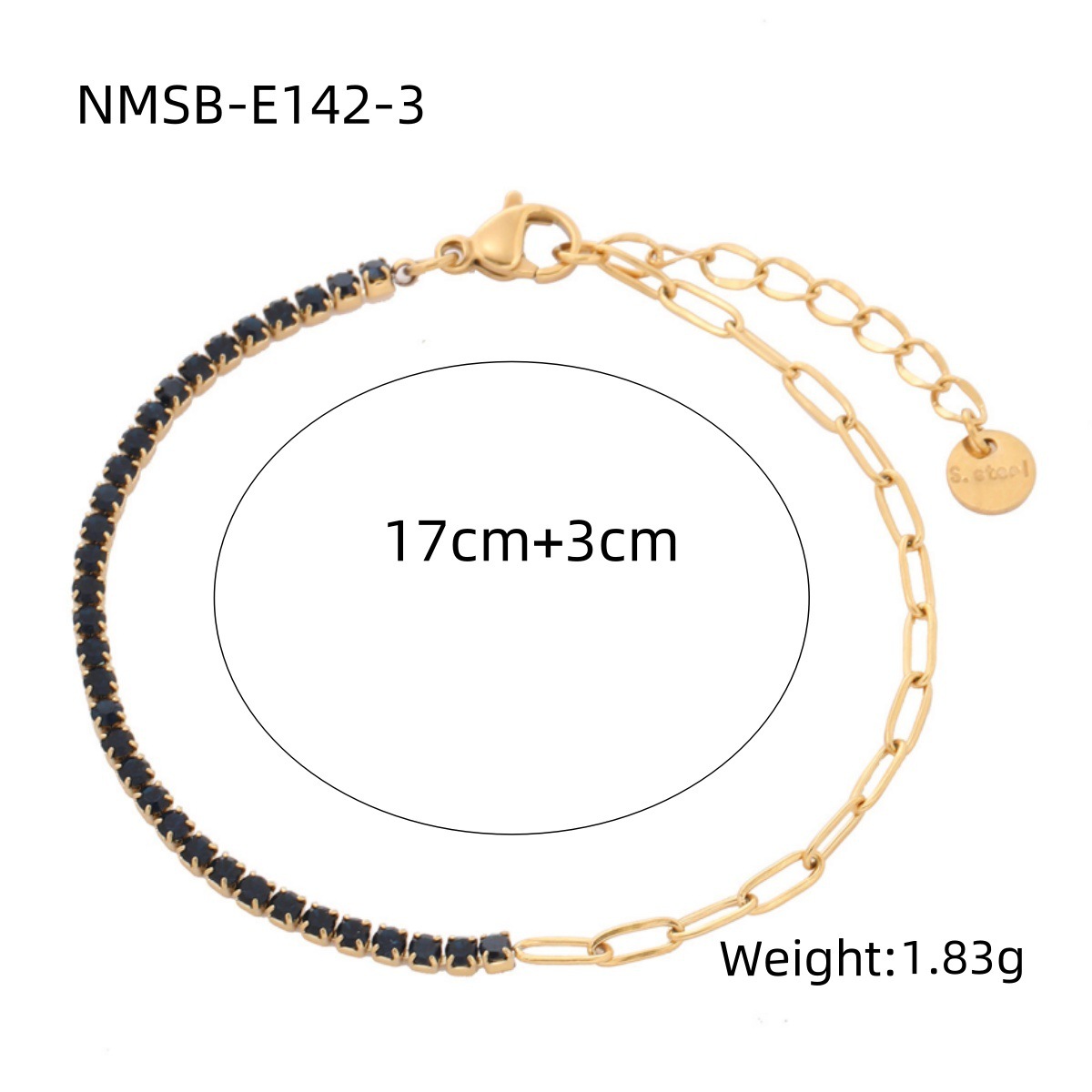 new rainbow color thin diamond titanium steel bracelet for women, exquisite and compact, one row of full diamond stainless steel jewelry