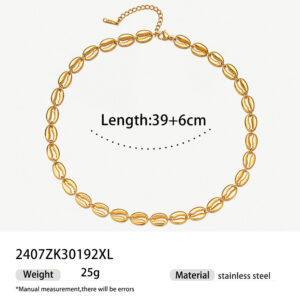 european and american temperament 18k gold stainless steel shell necklace does not fade female ins high end simple versatile jewelry