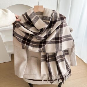 new scarf for women autumn and winter couple classic versatile student thick long warm plaid shawl dual purpose