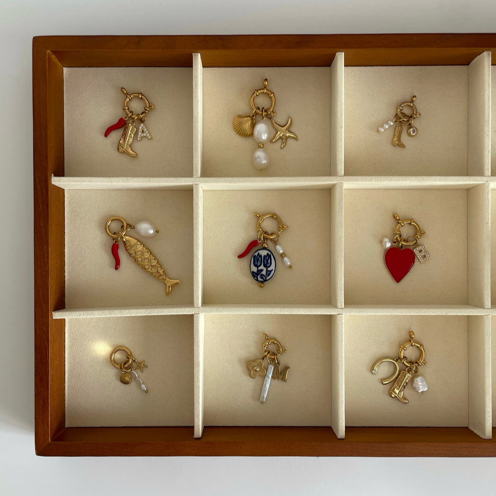 vintage 12 birthstone pendants, movable ring necklace, multiple pendants, diy boots, heart pearls, 18k gold color preservation