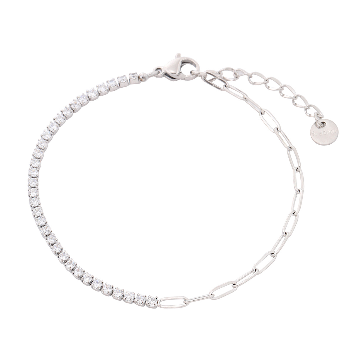 new rainbow color thin diamond titanium steel bracelet for women, exquisite and compact, one row of full diamond stainless steel jewelry