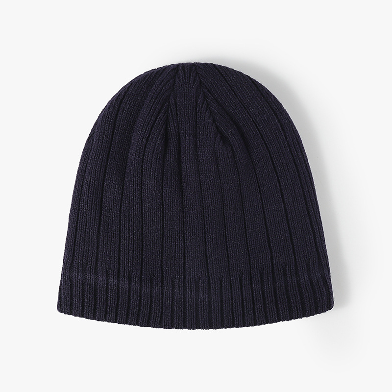 fashionable and versatile fine line knitted hat with thickened ear protection winter hat for young people