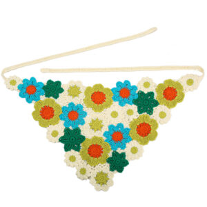 french cherry triangle scarf for women, spring and autumn travel, parent child style, knitted crochet hollow literary headscarf, hairband and headband