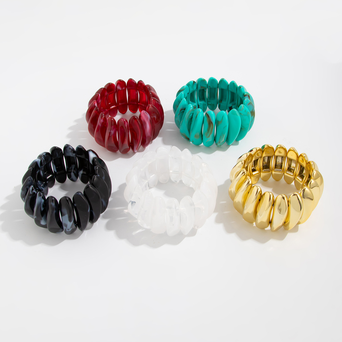 niche design special shaped resin gradient bracelet simple ins splicing elastic bracelet