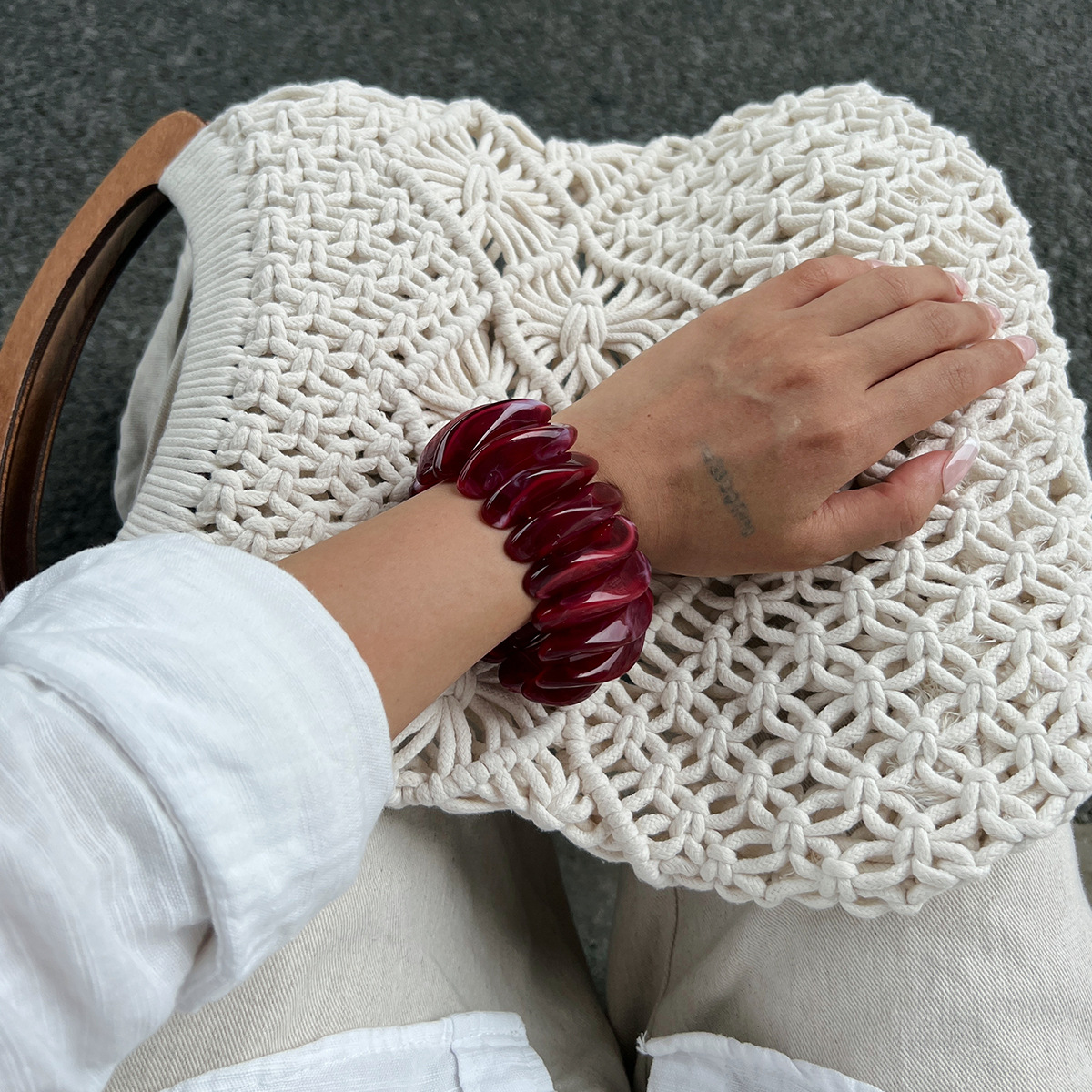 niche design special shaped resin gradient bracelet simple ins splicing elastic bracelet