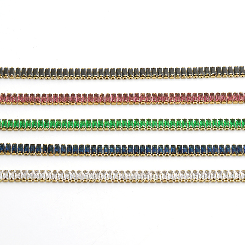 european and american solid color full diamond inlaid zircon stainless steel bracelet titanium steel ins style all match tennis chain hand jewelry bracelet