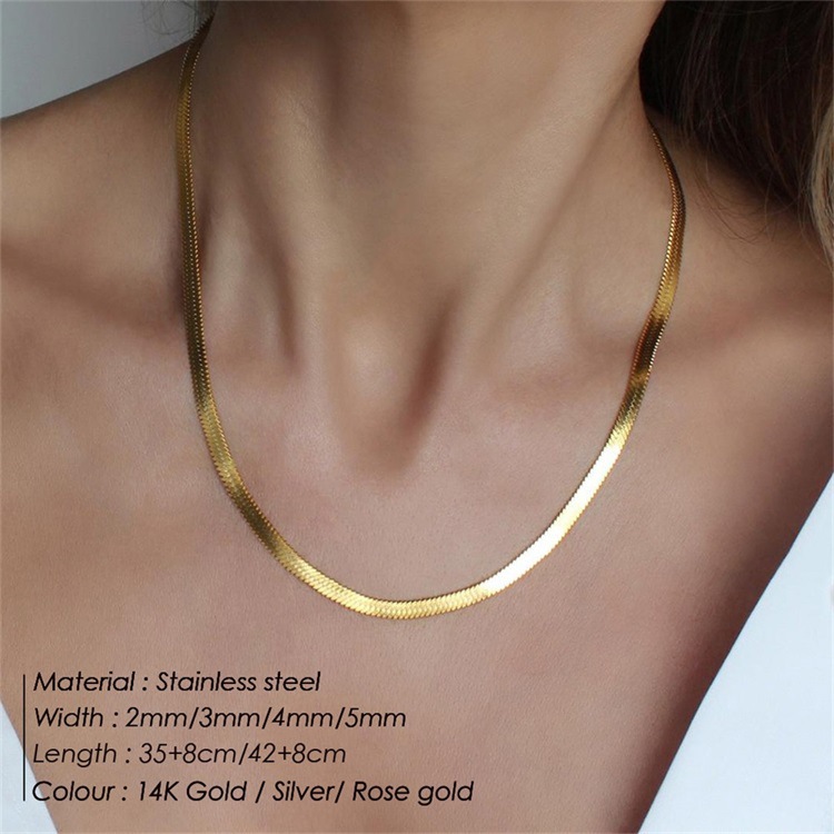 personality trend hip hop stainless steel clavicle chain titanium steel snake bone chain for men and women 18k gold jewelry