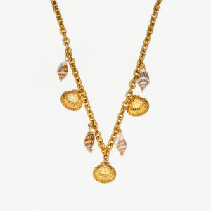 european and american temperament 18k gold stainless steel shell necklace does not fade female ins high end simple versatile jewelry