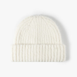 new style extra long and thick outdoor warm brimless knitted hat women's fashionable plain all match cold hat men's wool hat