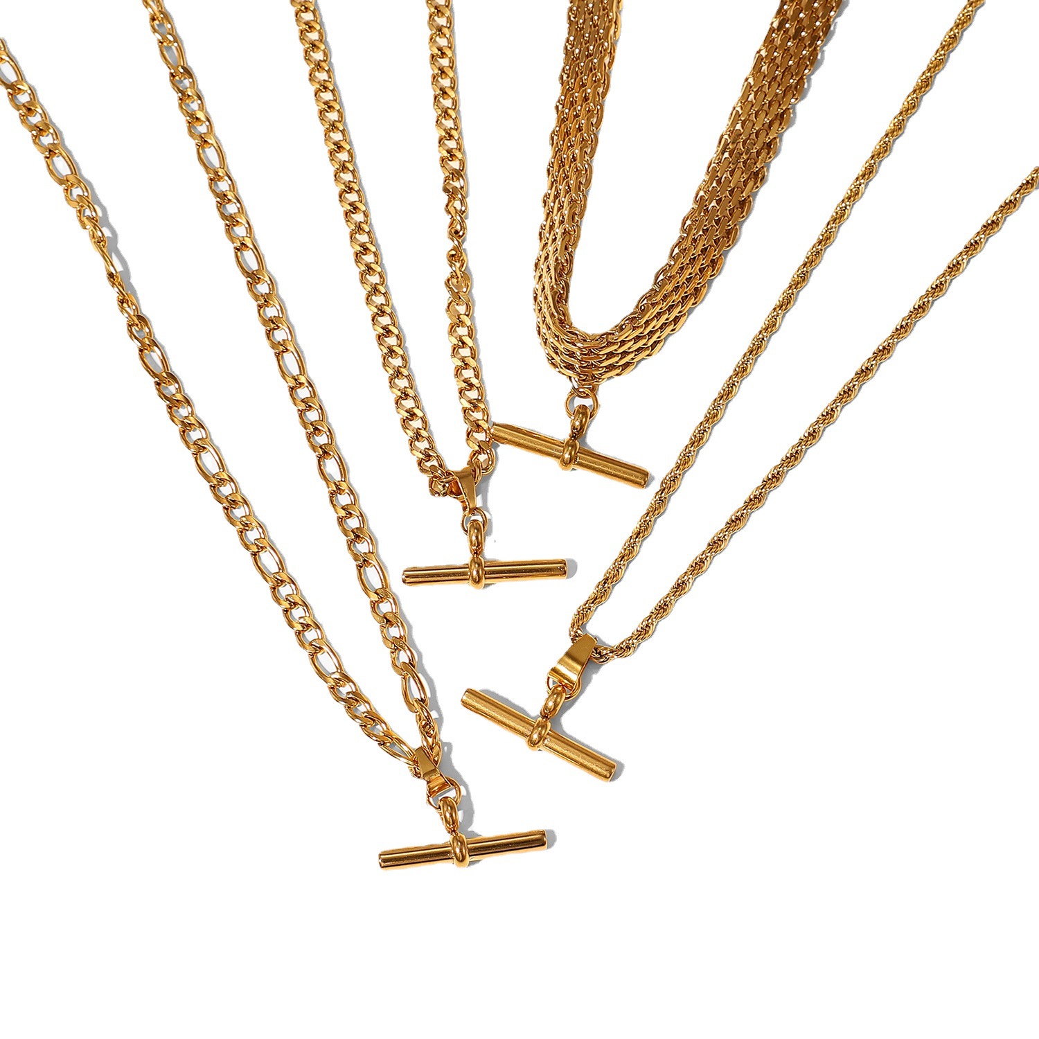 punk hip hop 18k gold stainless steel pendant rope chain/figaro chain/cuban chain necklace