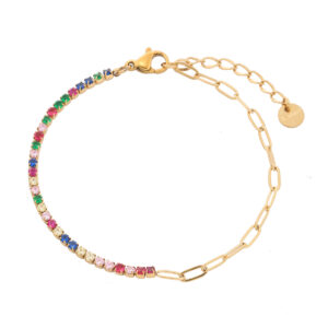 new rainbow color thin diamond titanium steel bracelet for women, exquisite and compact, one row of full diamond stainless steel jewelry