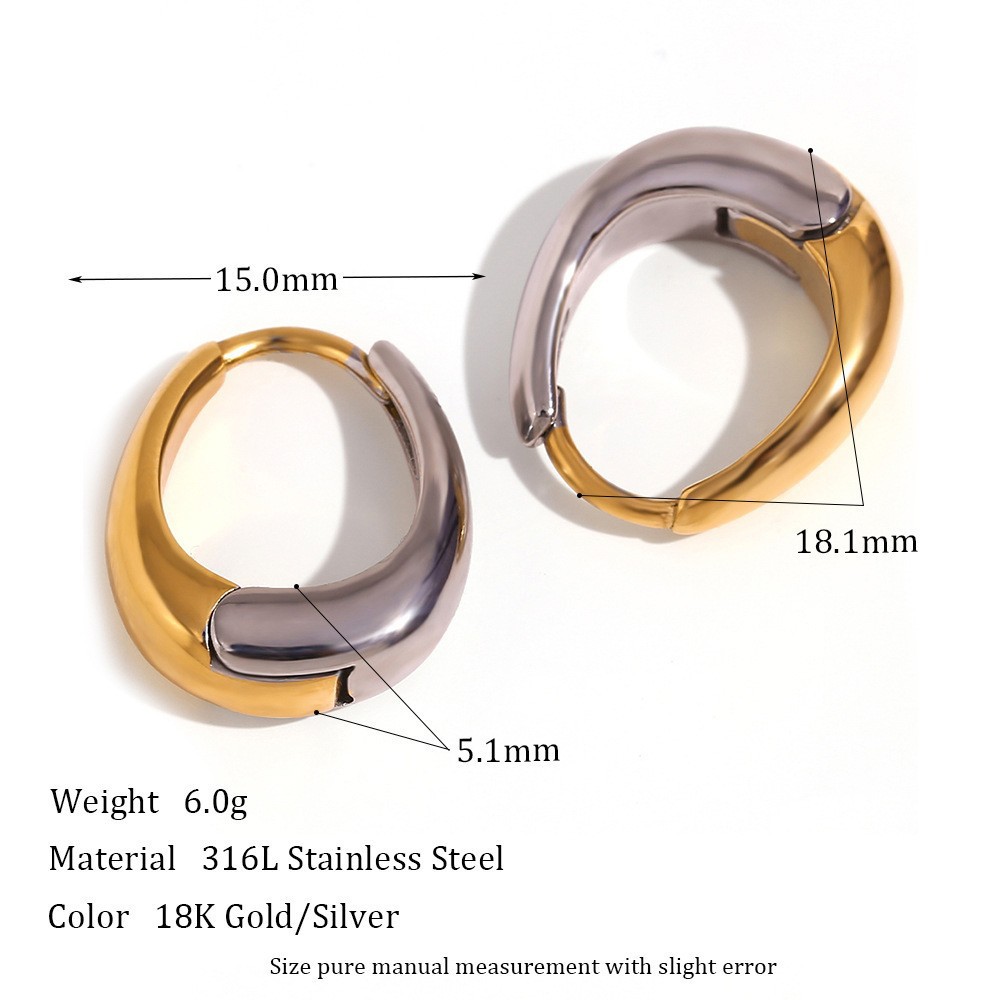european and american personality retro titanium steel earring combination stainless steel plated 18k gold u shaped acrylic exaggerated hoop earrings