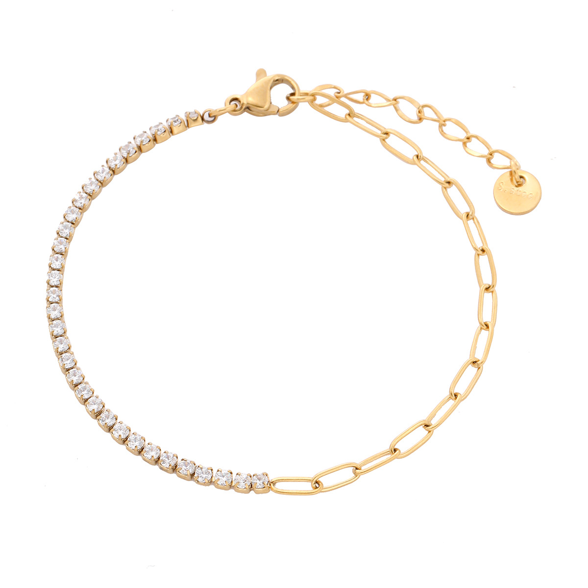 new rainbow color thin diamond titanium steel bracelet for women, exquisite and compact, one row of full diamond stainless steel jewelry