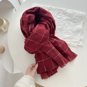 super soft imitation cashmere plaid women's winter soft new scarf short beard warm simple versatile thick shawl