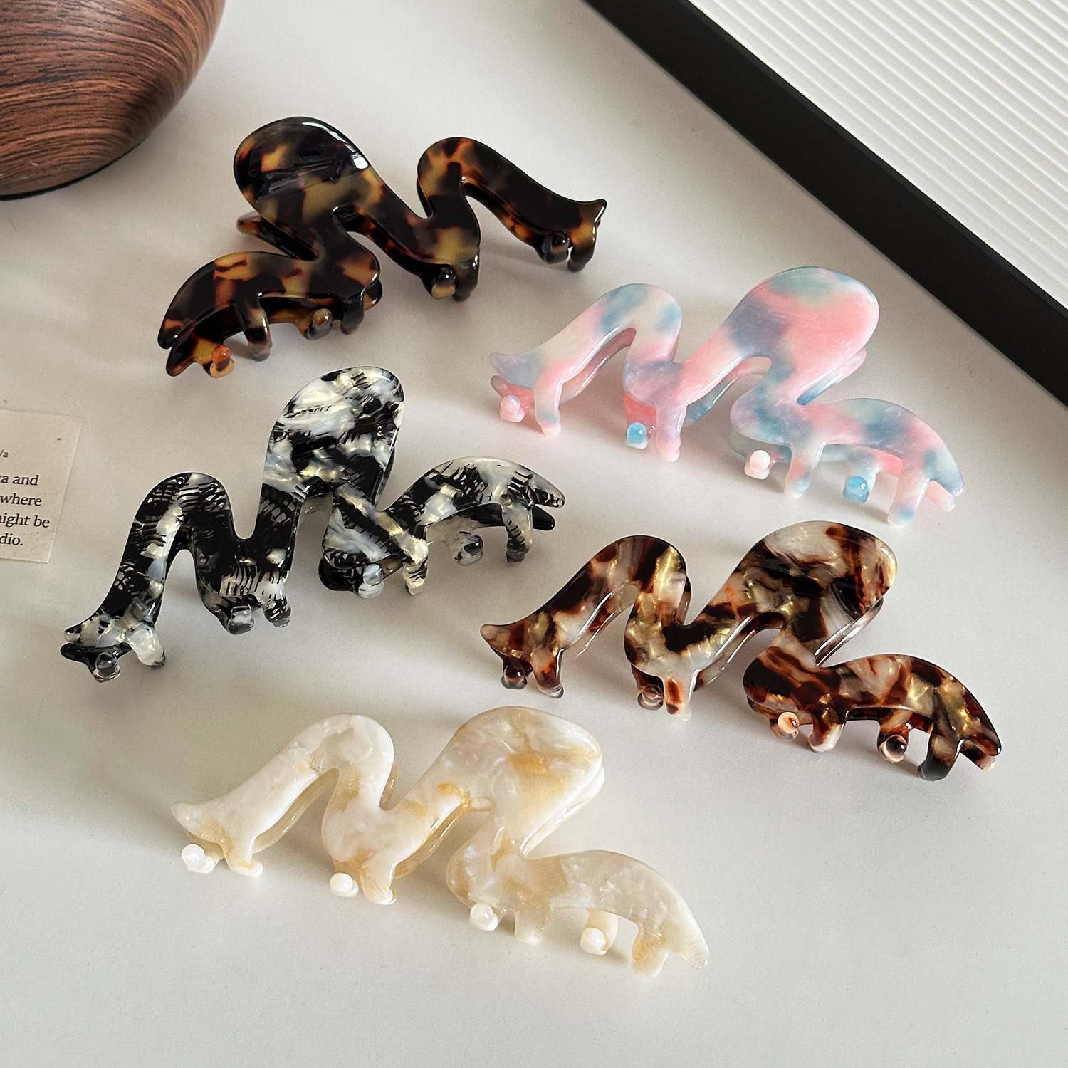 thickened 3mm acetate wave hairpin high end hair shark clip all match ponytail clip hair accessories