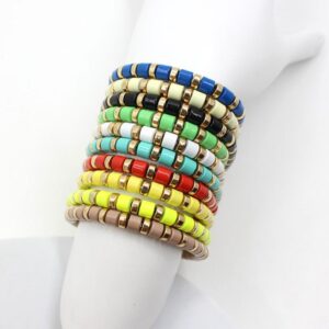 bohemian style stackable enamel paint rainbow tube bead bracelet diy cylindrical tube bracelet
