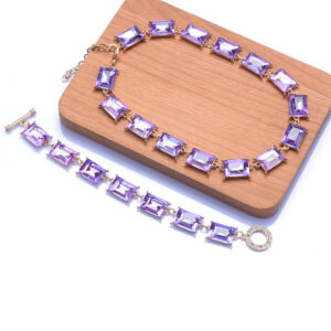 geometric square color crystal necklace light luxury fashion necklace