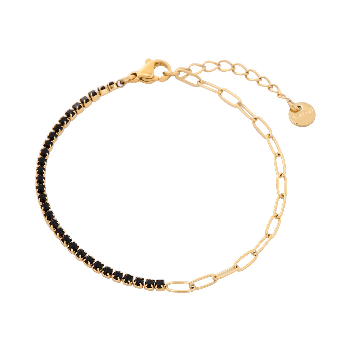 new rainbow color thin diamond titanium steel bracelet for women, exquisite and compact, one row of full diamond stainless steel jewelry