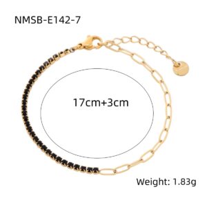 new rainbow color thin diamond titanium steel bracelet for women, exquisite and compact, one row of full diamond stainless steel jewelry