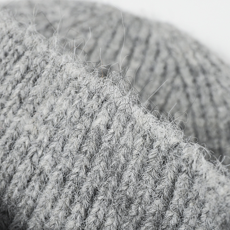 korean style striped satin crotch brimless dome hand crocheted warm knitted hat cross border outdoor wool solid color beanie