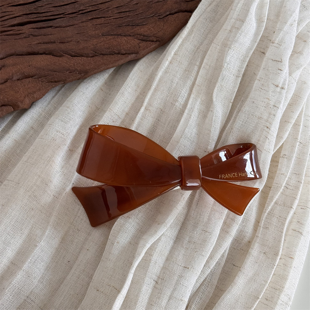 french exquisite bow spring hairpin women's back of the head half tied hair ornament ponytail clip hair accessories