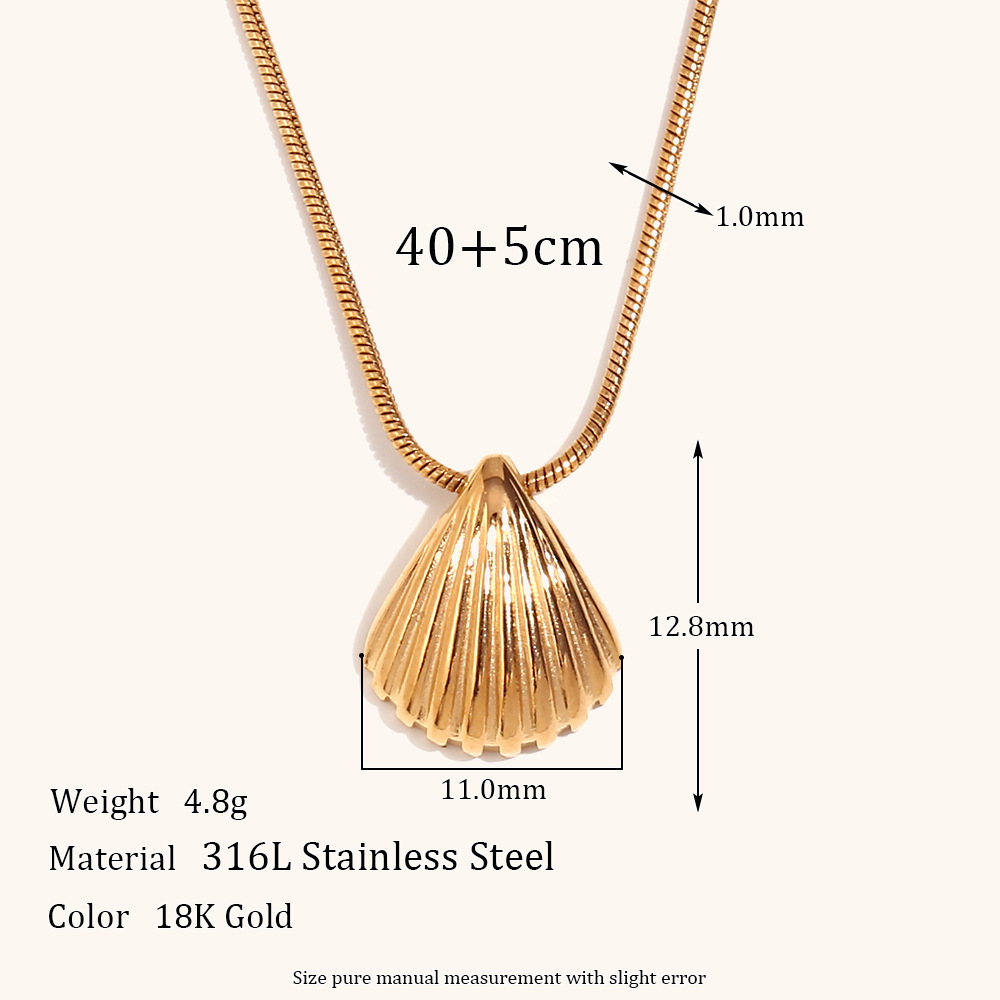 small pendant scallop shell necklace stainless steel plated 18k gold simple light luxury pendant jewelry