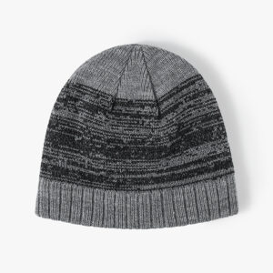 european and american color matching new plain men and women large head circumference plus velvet knitted hat cross border brimless versatile earmuffs wool hat