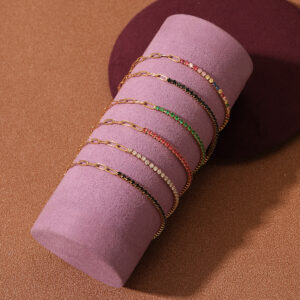 new rainbow color thin diamond titanium steel bracelet for women, exquisite and compact, one row of full diamond stainless steel jewelry