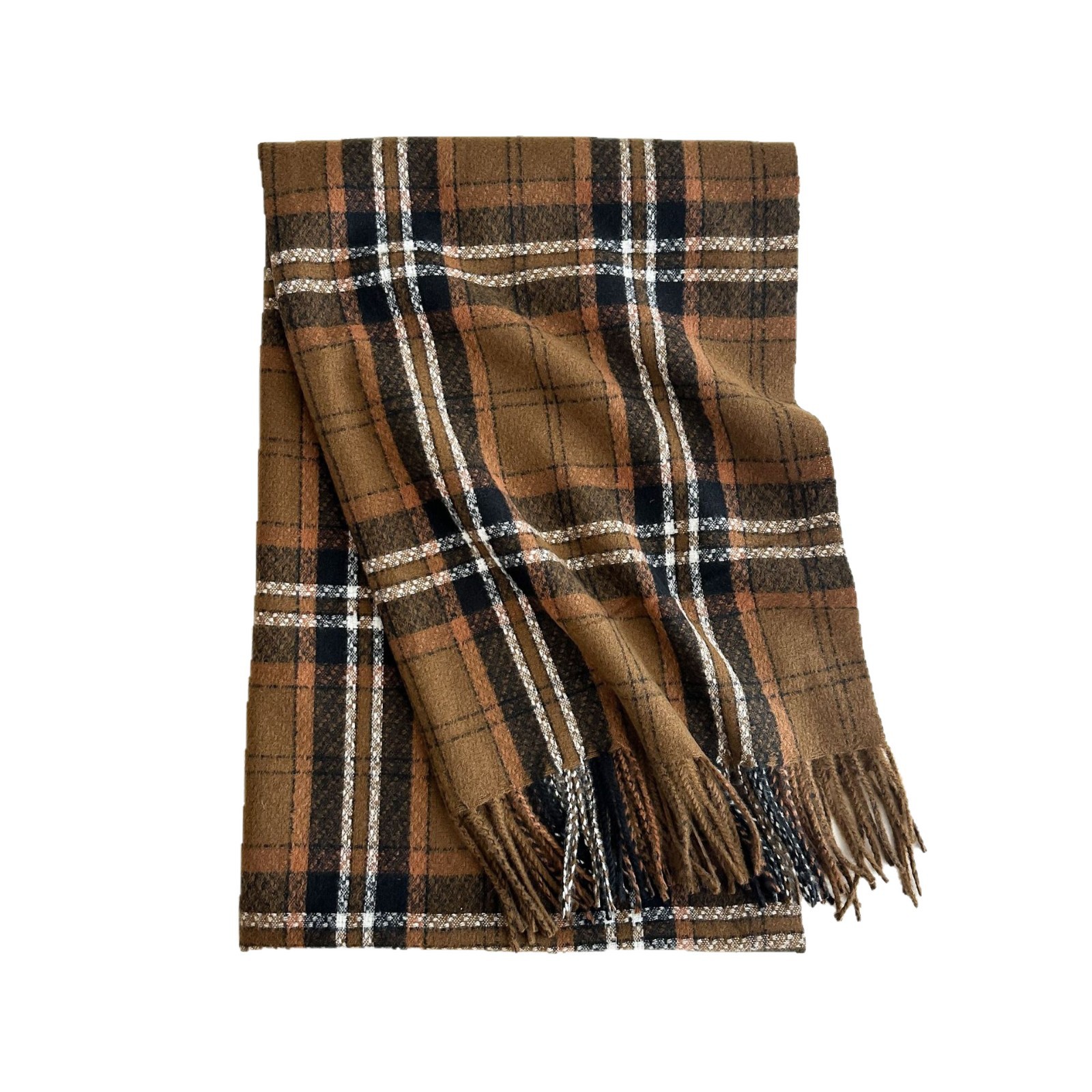 western style plaid scarf for women in winter with pinstripe students, warm and thick imitation cashmere long shawl neck scarf