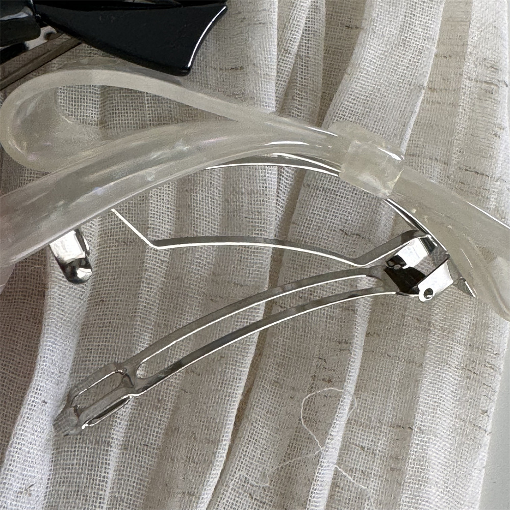 french exquisite bow spring hairpin women's back of the head half tied hair ornament ponytail clip hair accessories